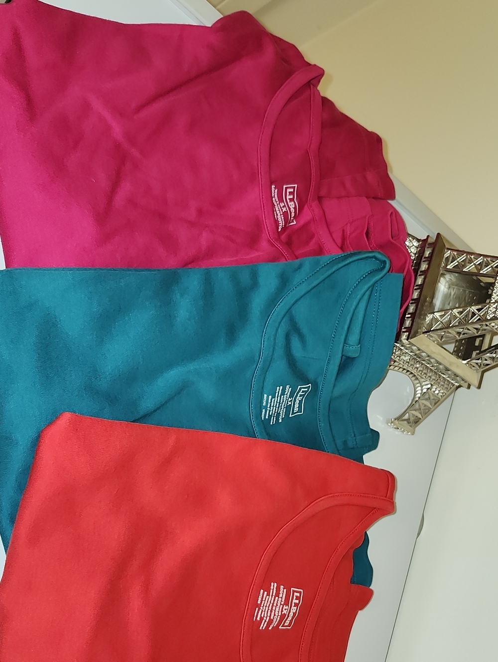 3-L.L.Bean Sleeveless Tee/Tank Tops in Cranberry, Burnt Orange And Teal.